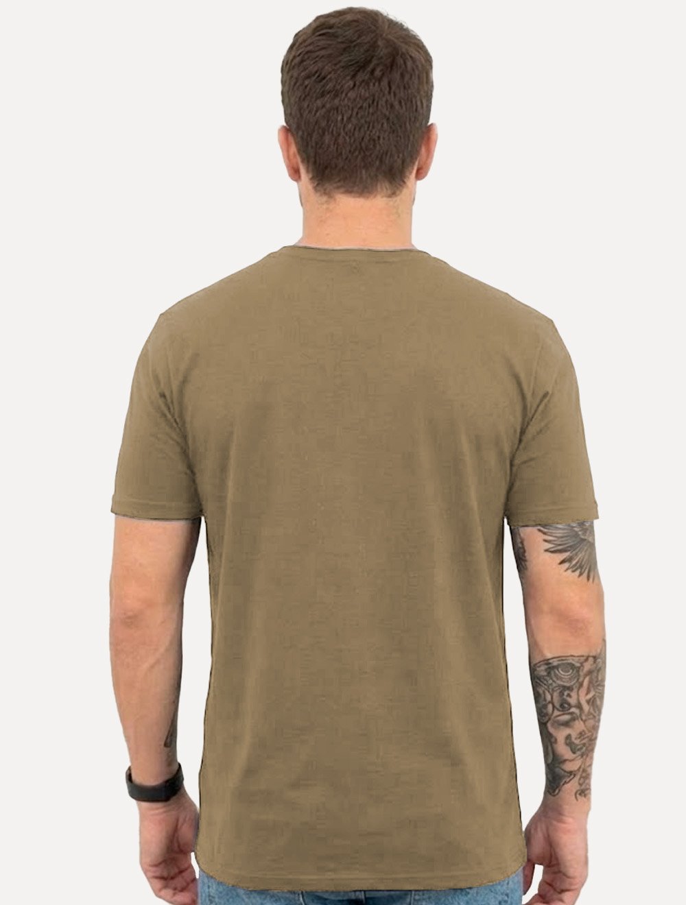 Camiseta King & Joe Masculina Estonada Basic Light Small Logo Marrom