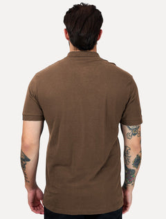 Polo Aramis Masculina Regular Basic Piquet Surton Mono Logo Marrom Escuro
