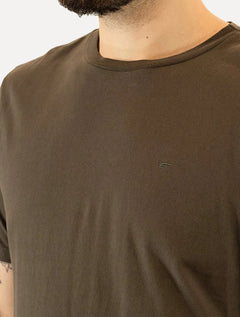Camiseta Ellus Masculina Cotton Fine Classic Logo Marrom Escuro