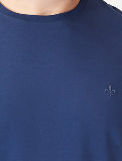Camiseta Dudalina Masculina Essentials Modal Logo Azul Escuro