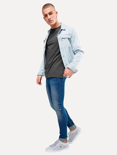 Camiseta Lacoste Masculina Classic Pima Cotton Logo Chumbo Mescla