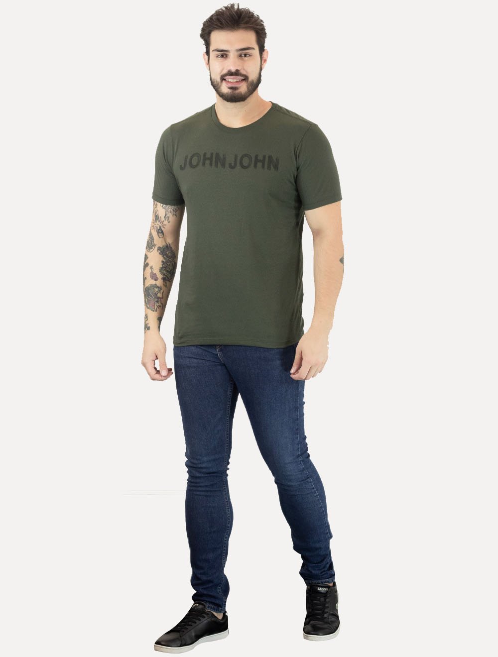 Camiseta John John Masculina Logo Brush Verde Escuro