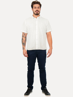 Camisa John John Masculina Relaxed Manga Curta Cotton Branca