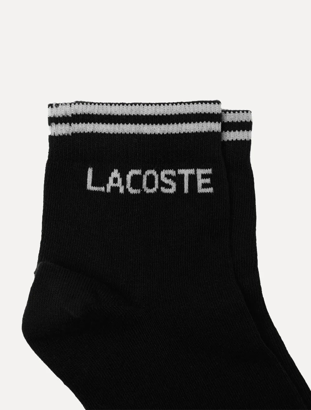 Kit 2 Pares Meia Lacoste | Cano Curto Sport Low Cotton Branca/Preta