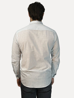 Camisa Dudalina Masculina Slim Slub Cotton Xadrez Branca