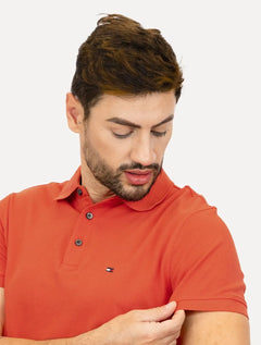 Polo Tommy Hilfiger Masculina Slim Piquet 1985 Laranja