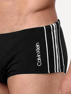 Sunga Calvin Klein Swimwear Gorgurão Stripes Logo Preta