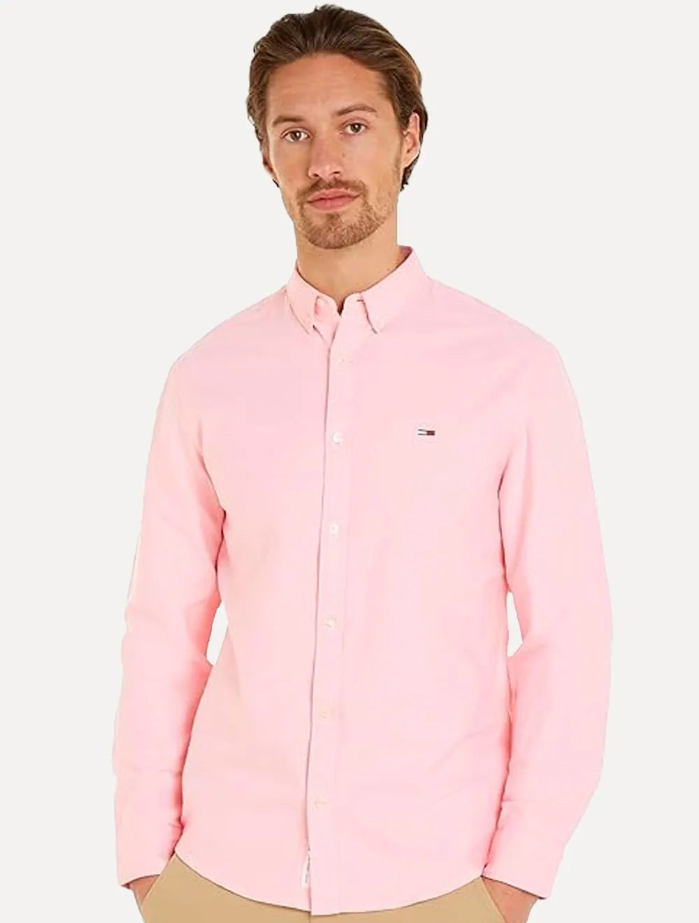 Camisa Tommy Jeans Masculina Regular Entry Oxford Rosa