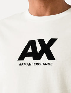 Camiseta Armani Exchange Masculina Regular AX Frontal Dark Logo Off White