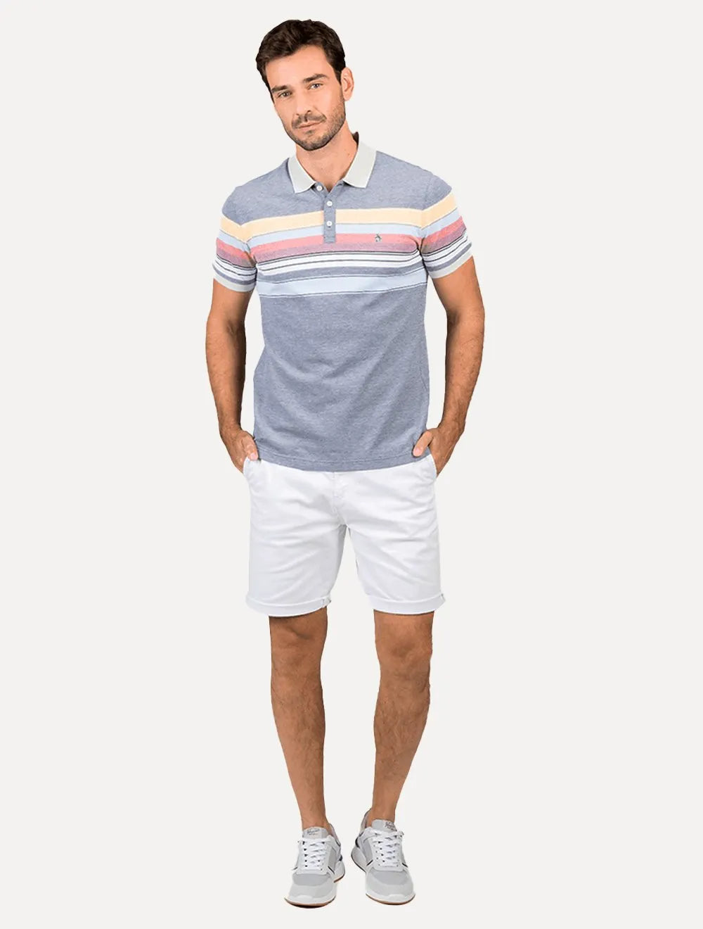 Bermuda Original Penguin Sarja Chino Elastano Branca