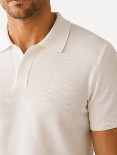 Polo Dixen Masculina Tricot Viscose Texturizada Manga Curta Off White