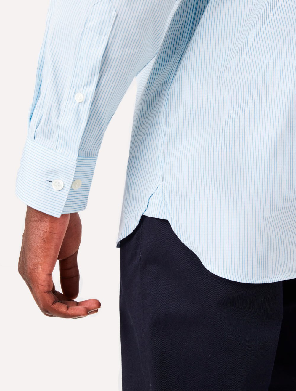 Camisa Lacoste Masculina Slim Fit Popeline Stretch Striped Azul Claro