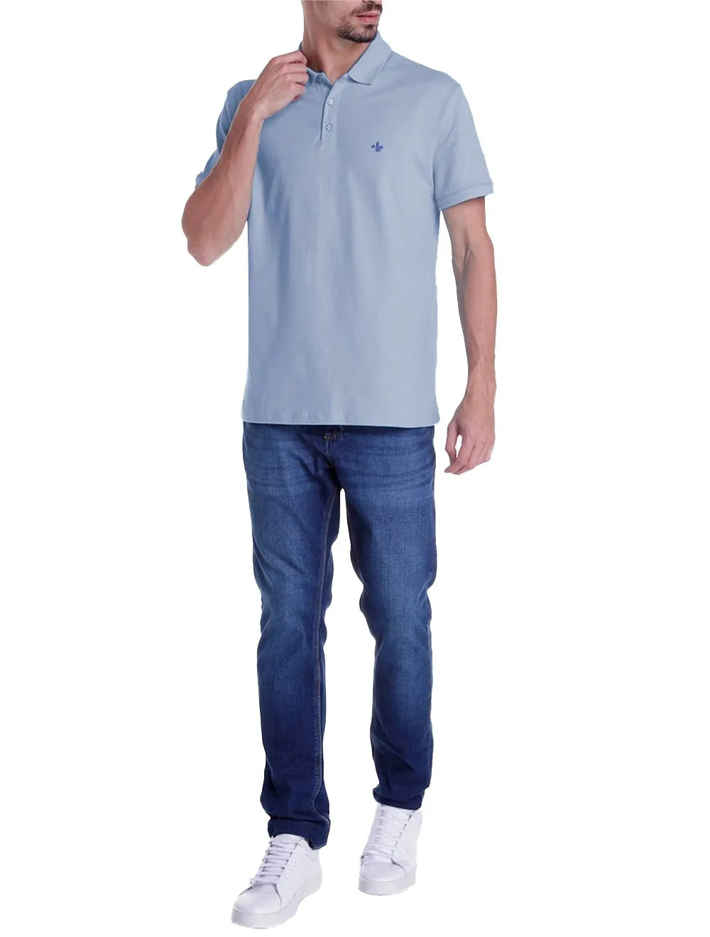 Polo Dudalina Piquet Essentials Cotton Azul Médio