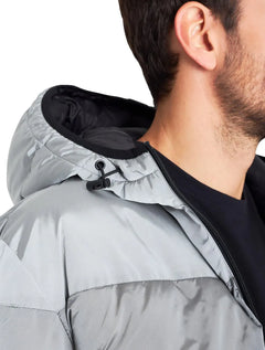 Jaqueta Reserva Masculina Hoodie Double Face Puffer Chumbo Cinza Preta