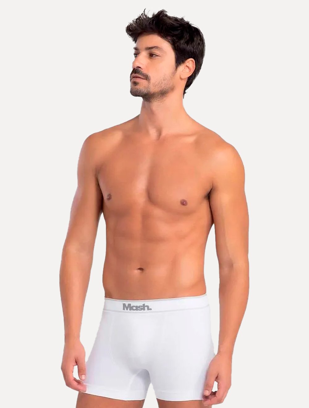 Cueca Mash Boxer Microfíbra Seamlss Gray Sash Branca/Chumbo Pack 2UN