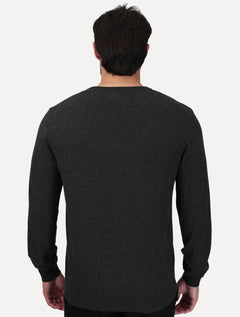 Suéter Dudalina Masculino Basico Tricot V-Neck Cotton Cinza Mescla Escuro