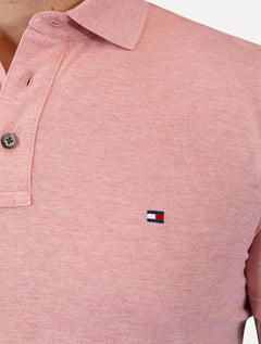 Polo Tommy Hilfiger Masculina Slim Piquet 1985 Rosa Claro Mescla