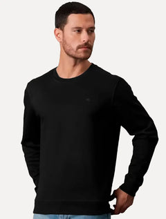 Moletom Calvin Klein Jeans Crewneck CK Logo Embroidered Preto