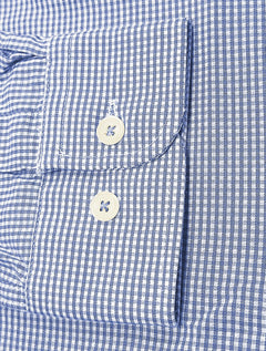 Camisa Dudalina Masculina Slim Superfine Cotton Vichy Azul Médio