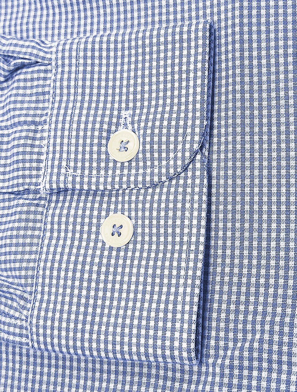 Camisa Dudalina Masculina Slim Superfine Cotton Vichy Azul Médio