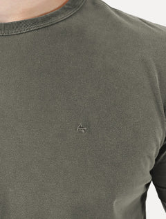 Camiseta Aramis Masculina Regular Piquet Bordado Verde Militar