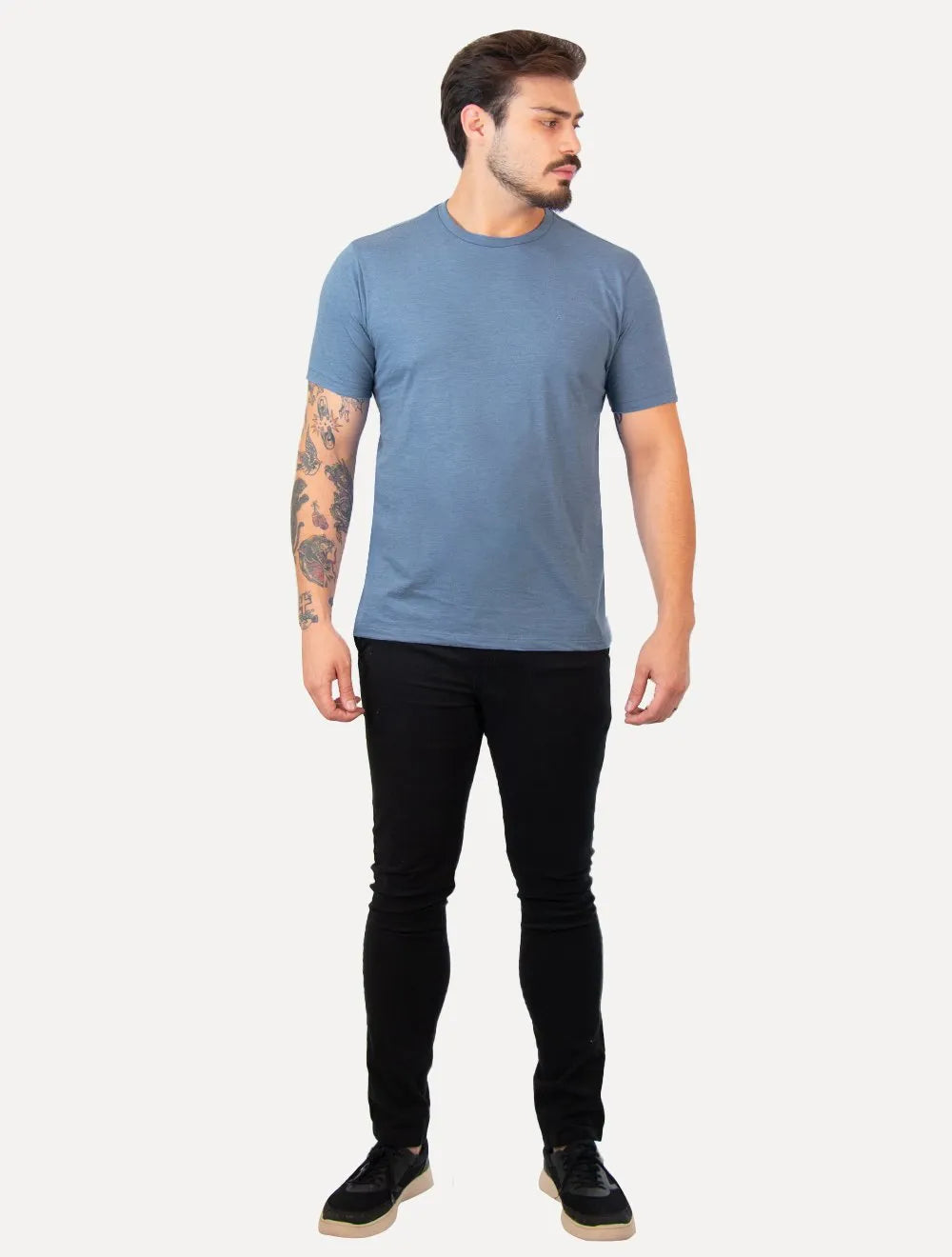 Camiseta Aramis Masculina Basic Lisa Mono Icon Azul Índigo Mescla