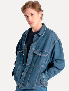 Jaqueta Tommy Jeans Masculina Ryan Trucker Denim Azul Médio