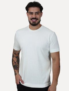 Camiseta King & Joe Masculina Slim Malha Tricot Off White