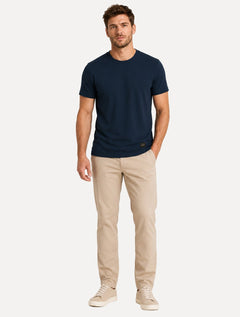 Camiseta King & Joe Masculina Slim Textura Mini Quadrille Azul Marinho