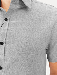 Camisa Calvin Klein Jeans Masculina Manga Curta Tela Algodão Cinza Mescla