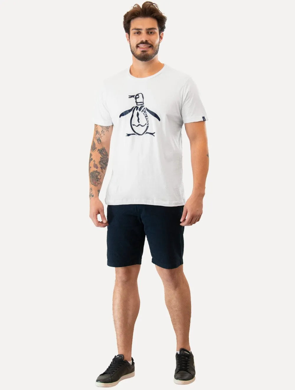 Camiseta Original Penguin Masculina Big Navy Mascot Logo Branca
