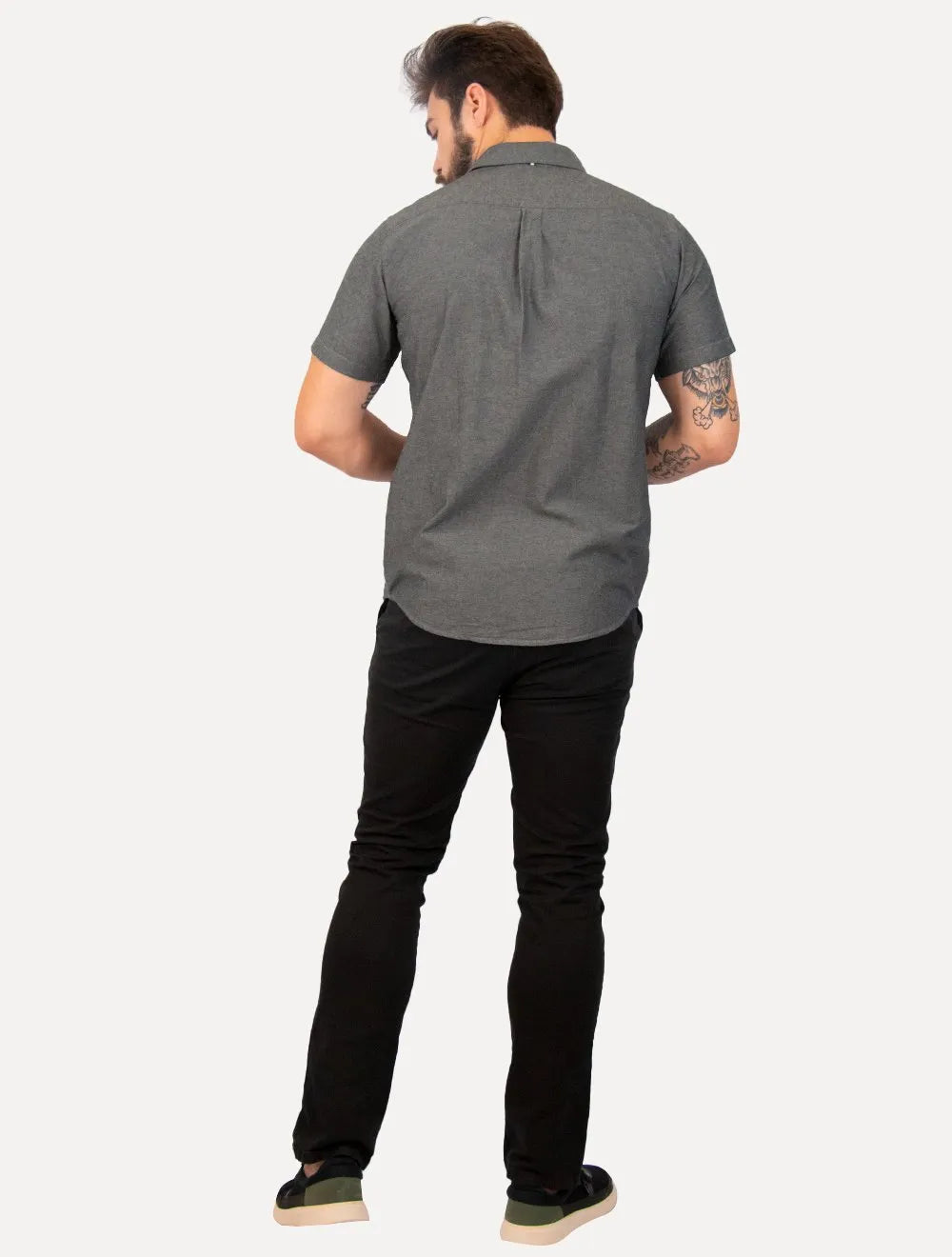 Camisa Reserva Masculina Manga Curta Oxford Color Preto Mescla