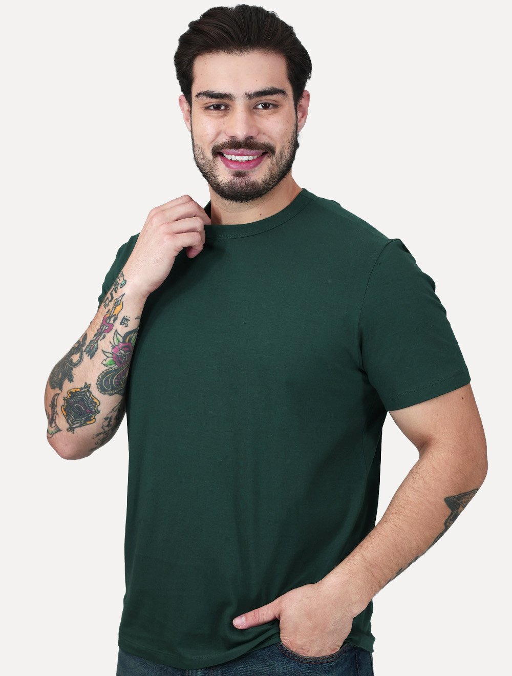 Camiseta Calvin Klein Jeans Masculina Lisa Cotton Verde Escuro