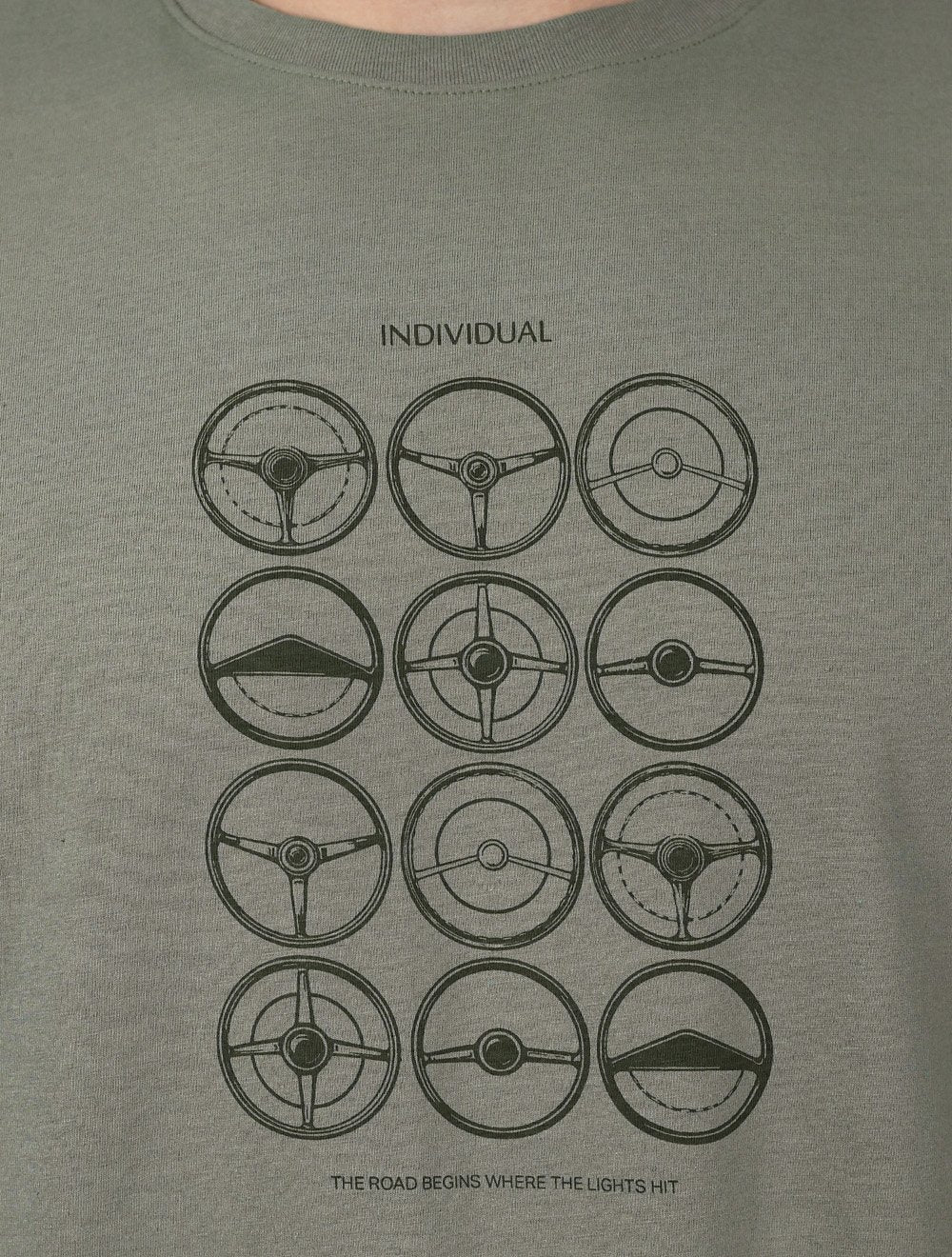 Camiseta Individual Masculina Comfort Estampada Steering Verde Médio