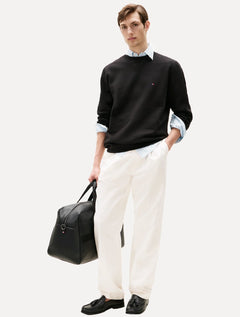 Moletom Tommy Hilfiger Masculino Essential Fleece Crewneck Flag Preto
