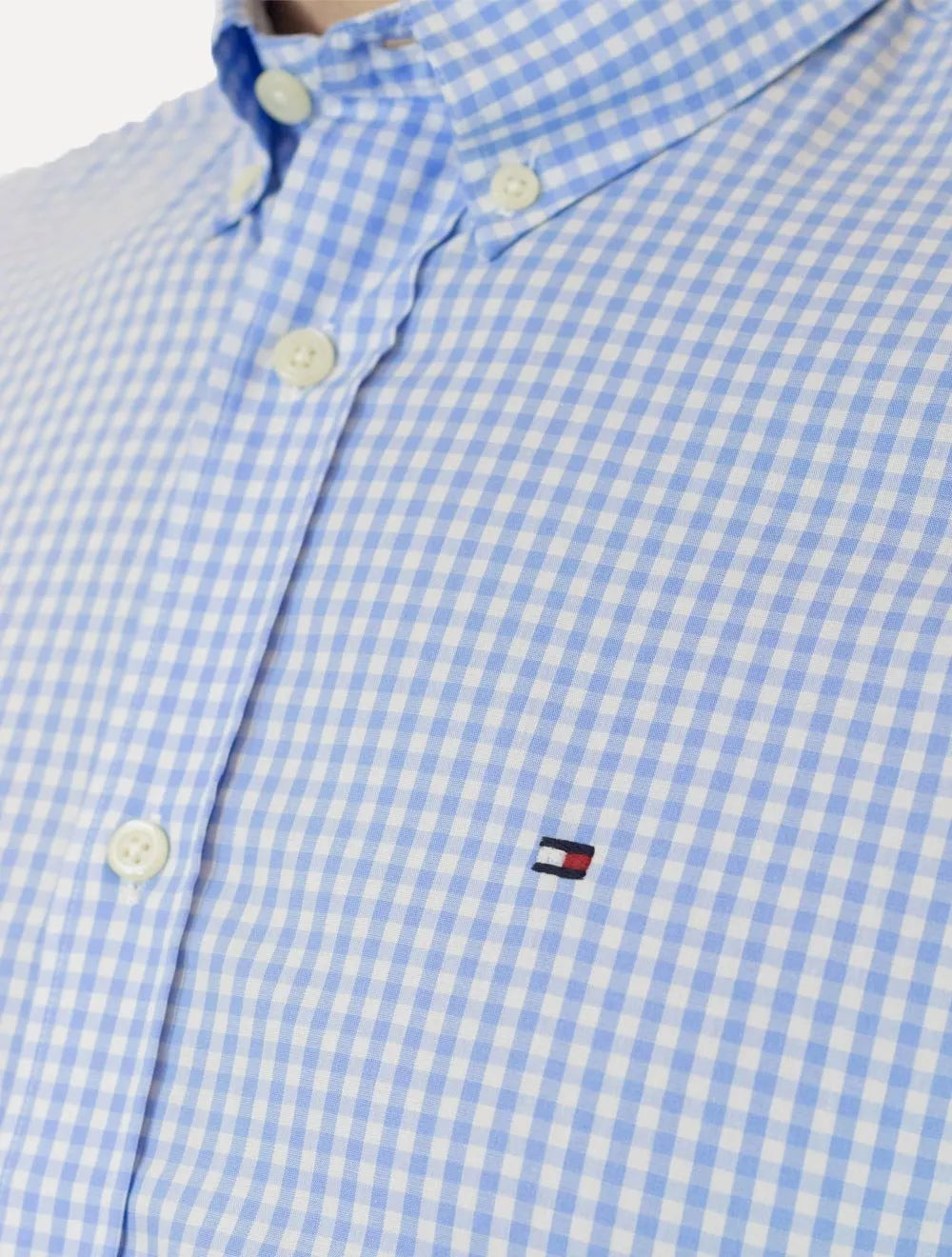 Camisa Tommy Hilfiger Masculina Xadrez Gingham Branca/Azul