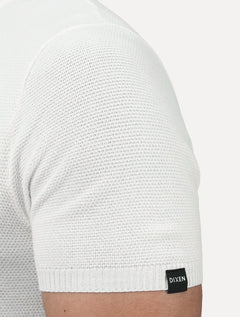 Camiseta Dixen Masculina Tricot Manga Curta Gola Careca Textura Branco