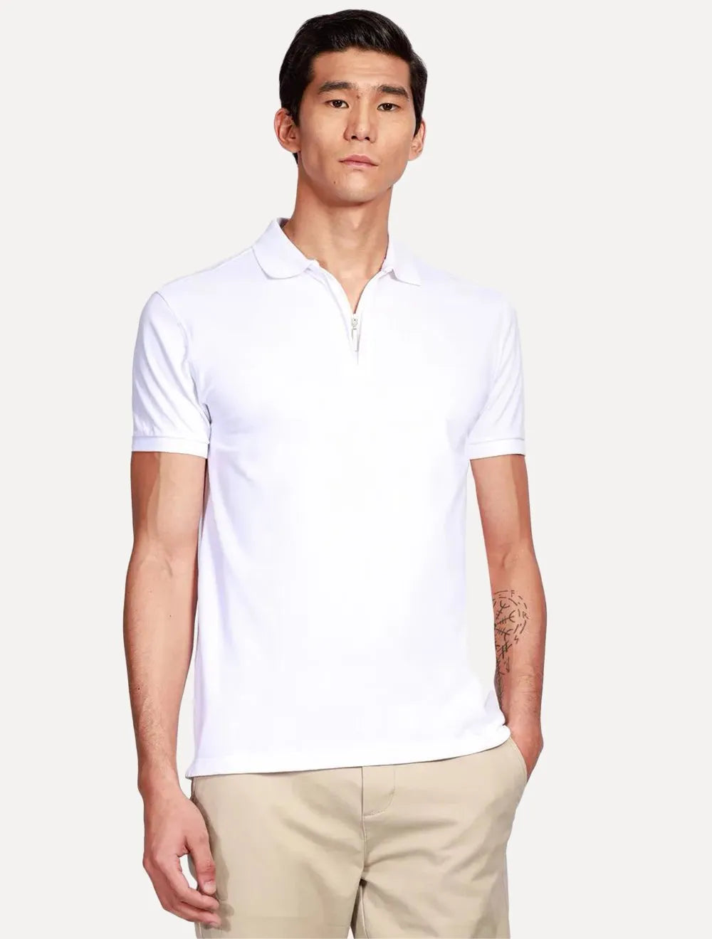 Polo Aramis Masculina Piquet Ziper All White Branca