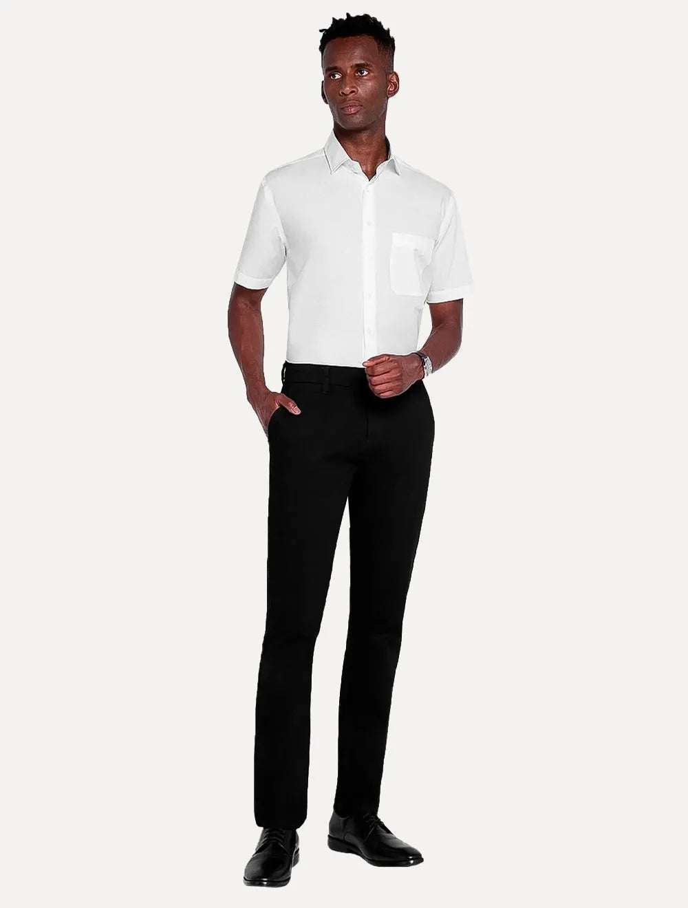 Camisa Dudalina Masculina Manga Curta Tricoline Lisa Branca