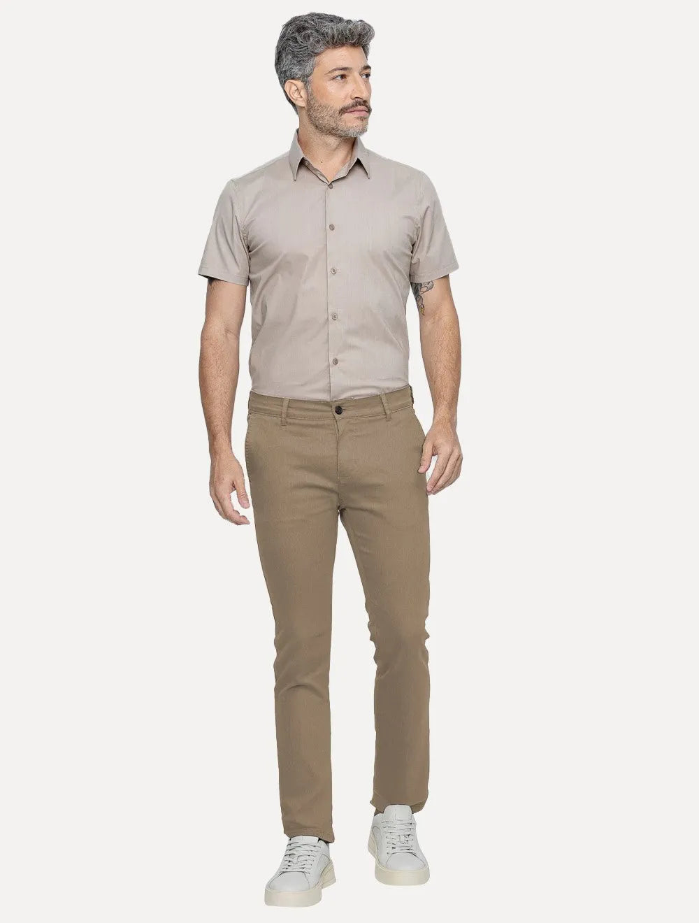 Calça King & Joe Sarja Masculina Slim Cáqui