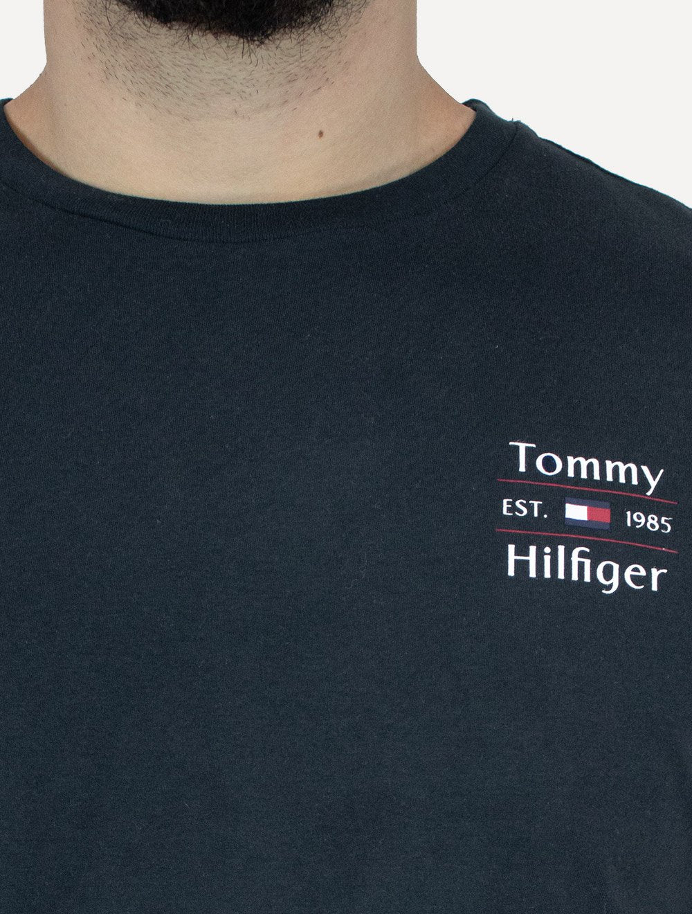 Camiseta Tommy Hilfiger Masculina Regular Stack Azul Marinho