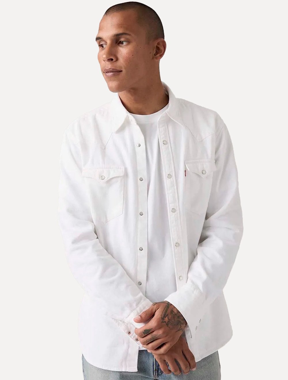 Camisa Jeans Levis Masculina Barstow Western Branca
