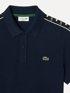 Polo Lacoste Masculina Piquet Stripe Stretch Azul Marinho