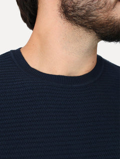 Tricô Dixen Manga Curta Gola Careca Azul Marinho