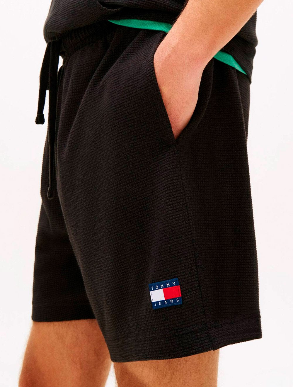 Short Tommy Jeans Masculino Pleated Waffle Texture Preto