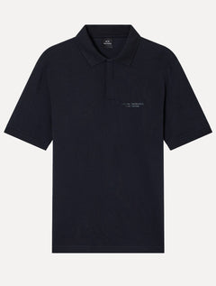Polo Armani Exchange Regular Fit Light Logo Milano Azul Marinho