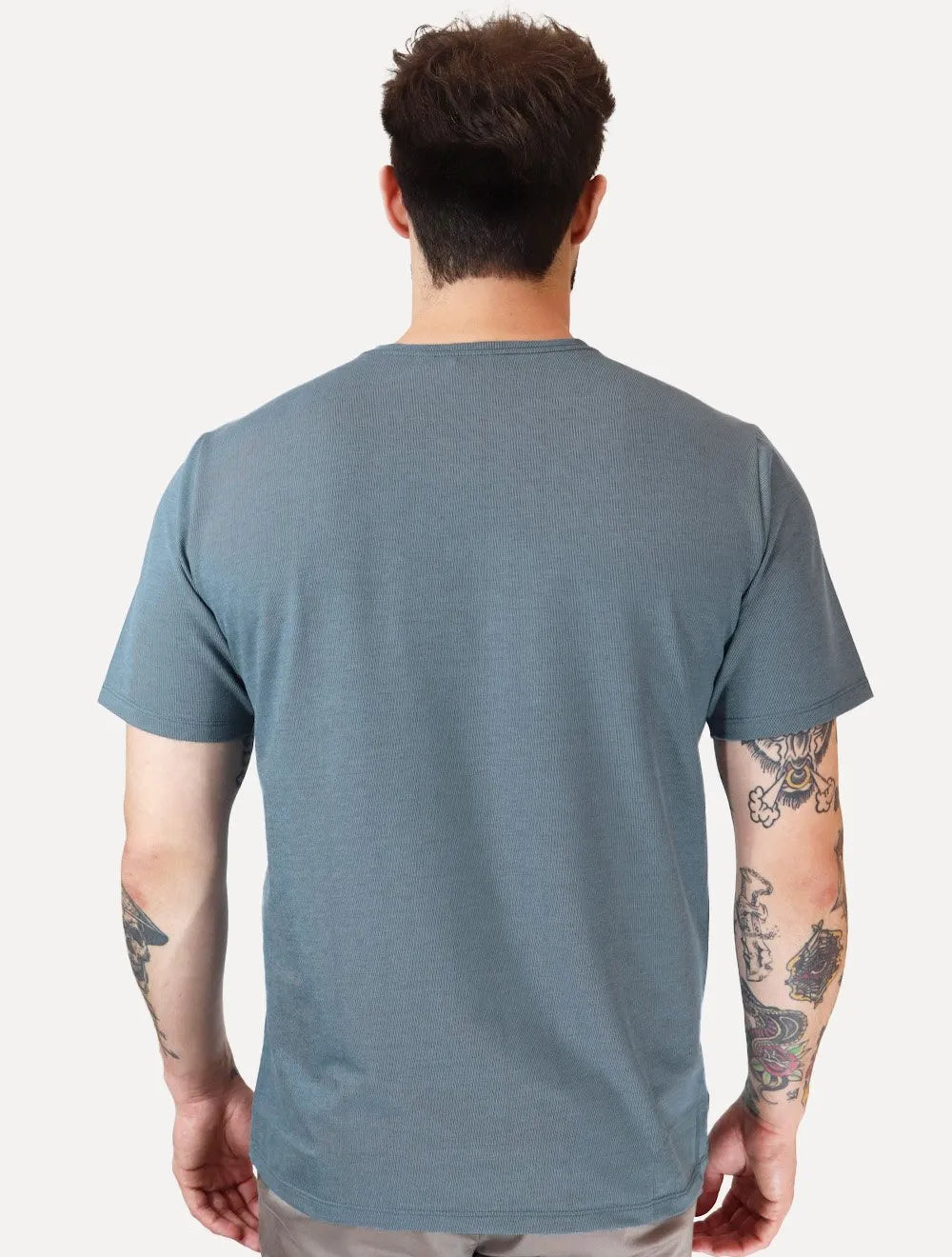 Camiseta Dudalina Masculina Regular Malha Listrada Black Azul Escuro