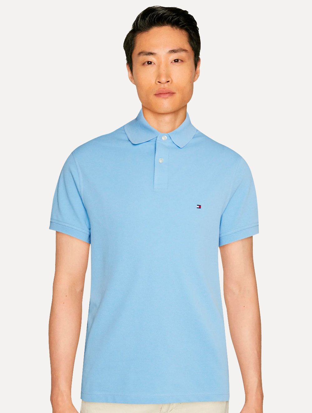 Polo Tommy Hilfiger Masculina Regular Piquet 1985 Azul Claro