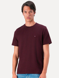 Camiseta Tommy Jeans Masculina Regular Jersey C-Neck Flag Vermelho Escuro