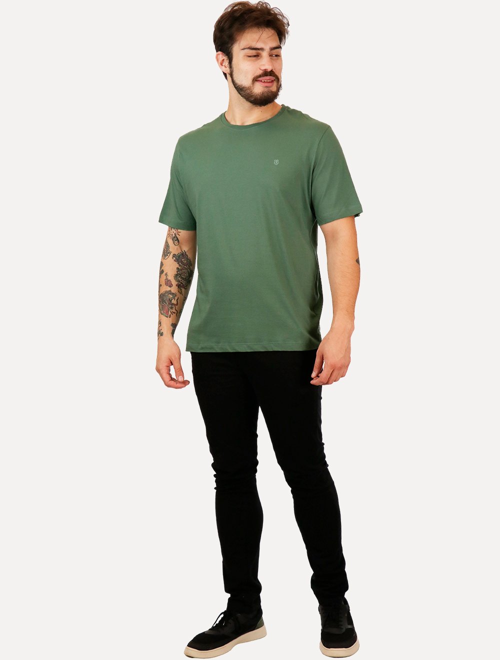 Camiseta Individual Masculina Comfort Logo Verde Escuro